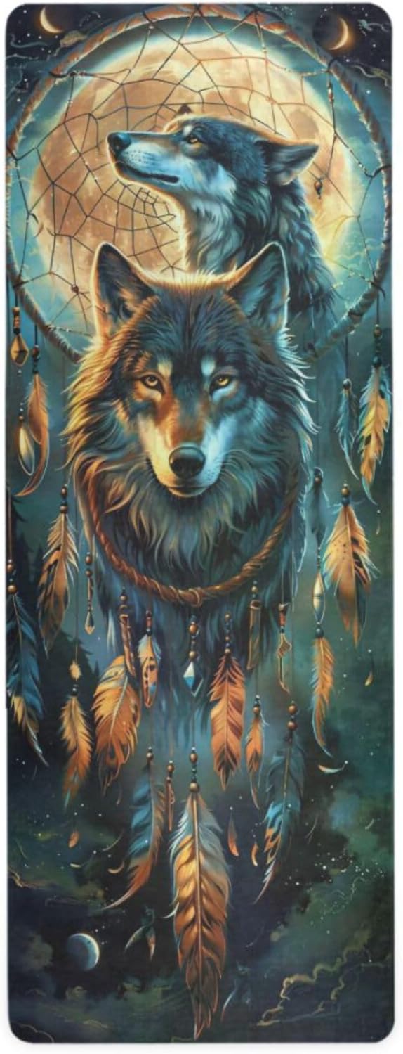 Dream Catcher Wolf Yoga Mat: Non-Slip 1mm Thick Fitness Mat