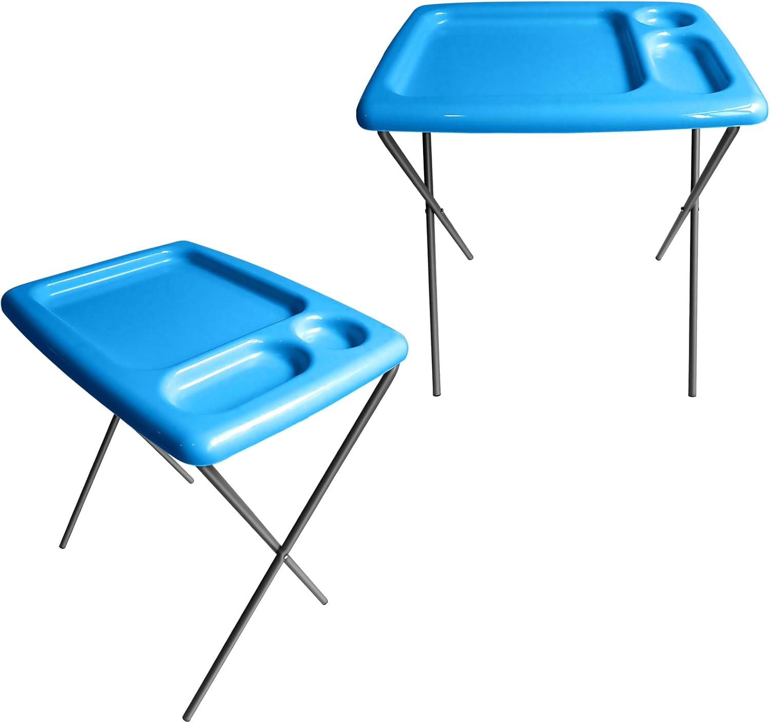 Folding Bright Blue TV Tray Tables - Portable Glamping Bliss!