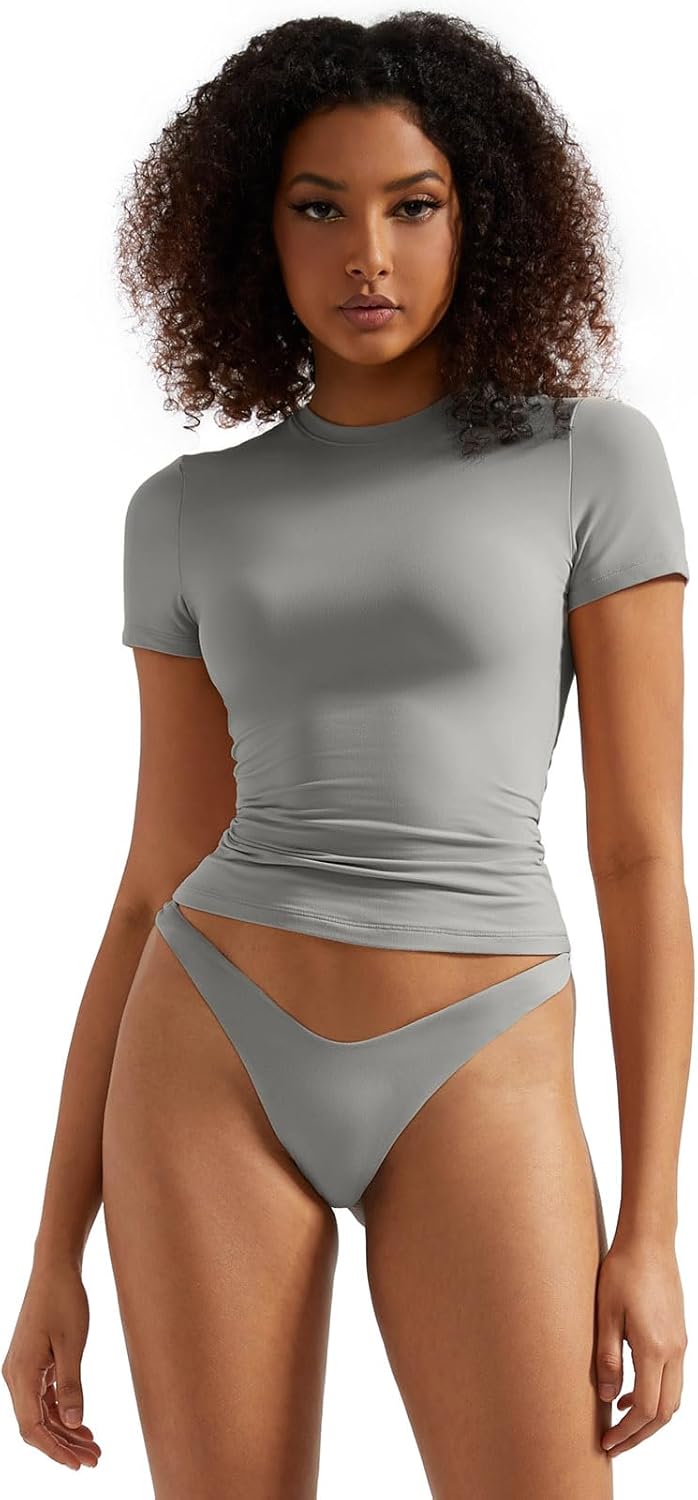 SUUKSESS Women Double Lined Fitted Basic Tee for Y2K Style