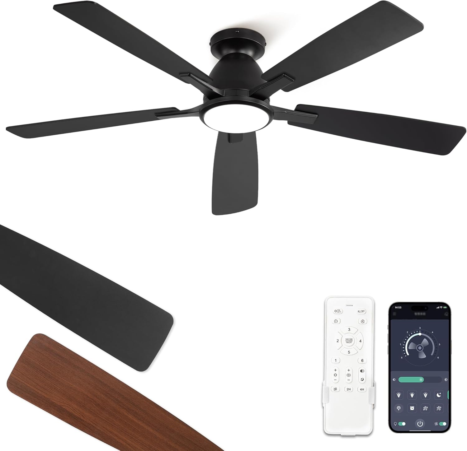52 inch Smart Ceiling Fan with Lights for Modern Homes