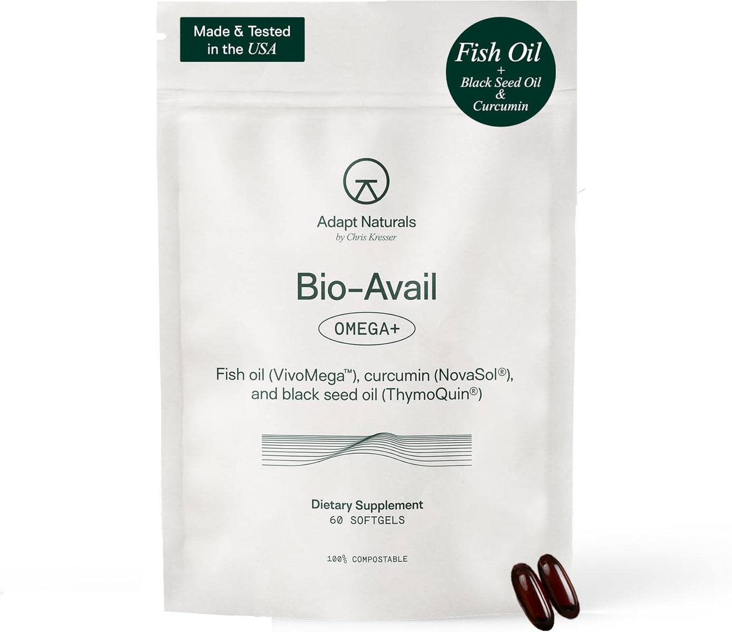 Adapt Naturals Omega 3 Fish Oil Supplement for Heart Health