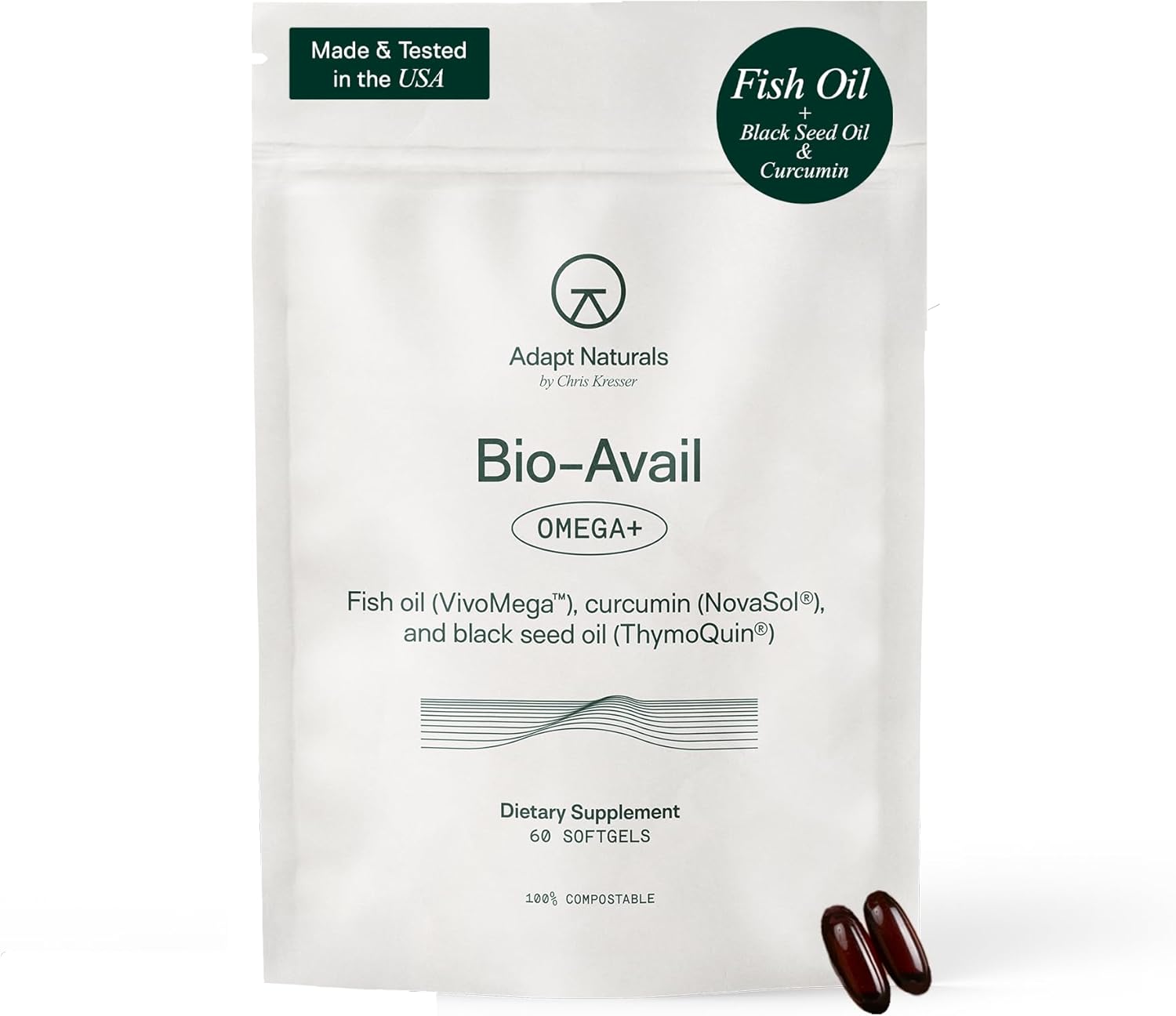 Adapt Naturals Omega 3 Fish Oil Supplement for Heart Health