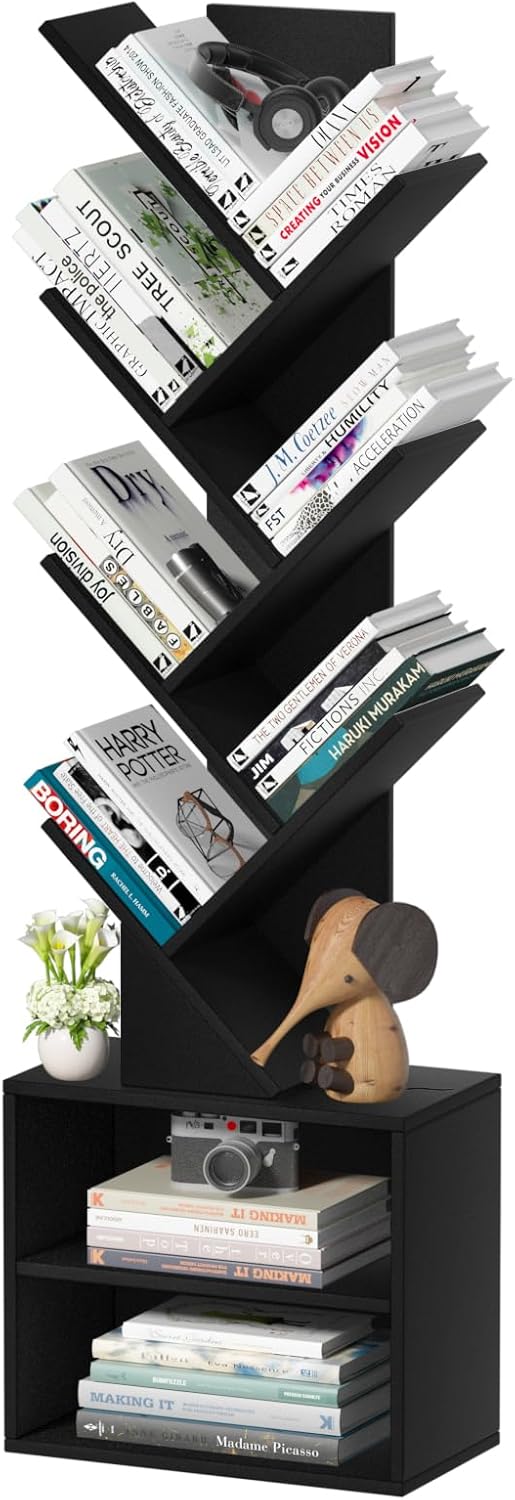 10 Tier Tree Bookshelf for Narrow Spaces - Stylish Storage Solution