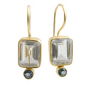 Green Amethyst and London Blue Topaz Drop Earrings - Elegant Gem