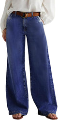 Wide Leg Jeans for Women Mid Waist Baggy Denim Washed Pants