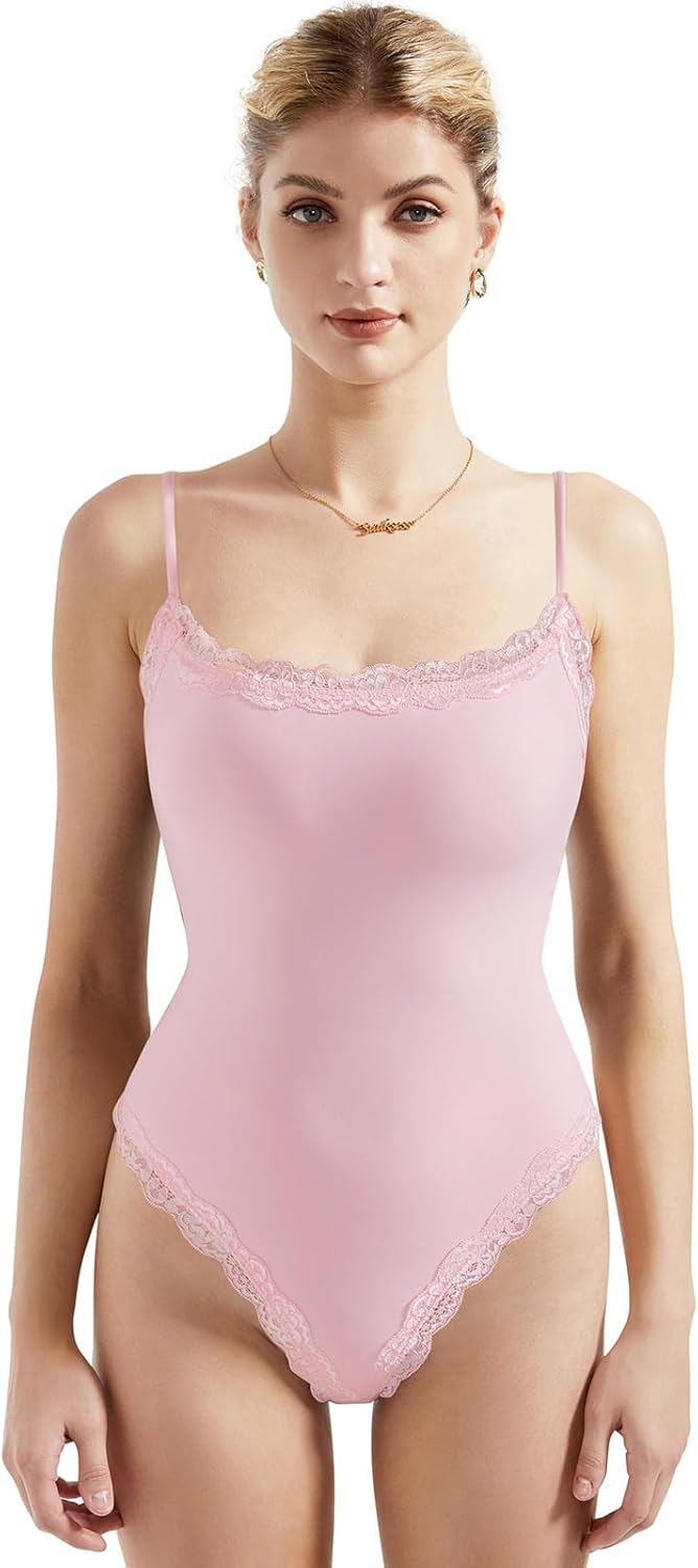 SUUKSESS Women Square Neck Lace Bodysuit for Stylish Outfits