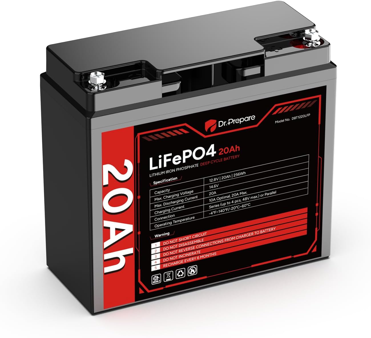 12V 20Ah LiFePO4 Lithium Battery for Solar and Fish Finder Use