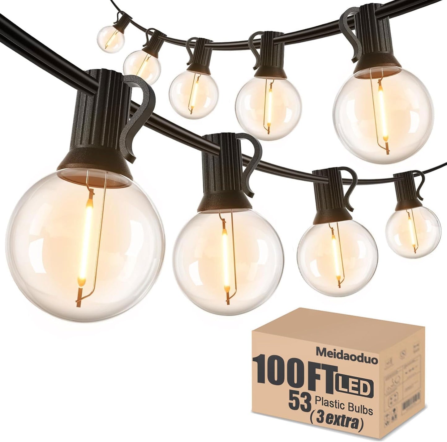 100FT LED String Lights Outdoor Waterproof G40 Globe Lights