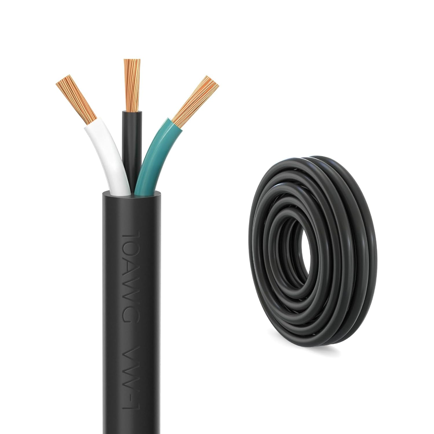 FIRMERST 10 Gauge 3 Conductor Power Cable for Versatile Use