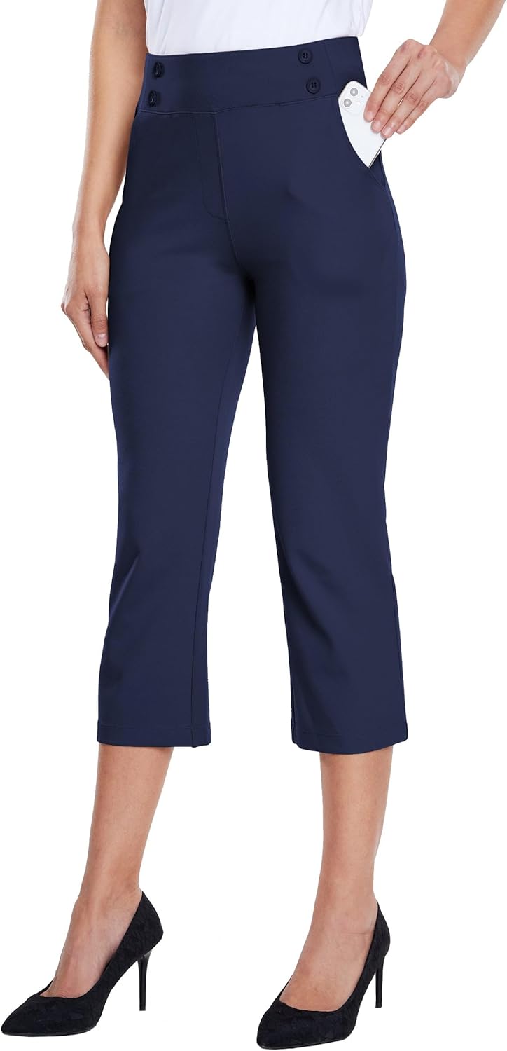 Willit Women's Capri Pants for Work, Yoga, and Casual Wear