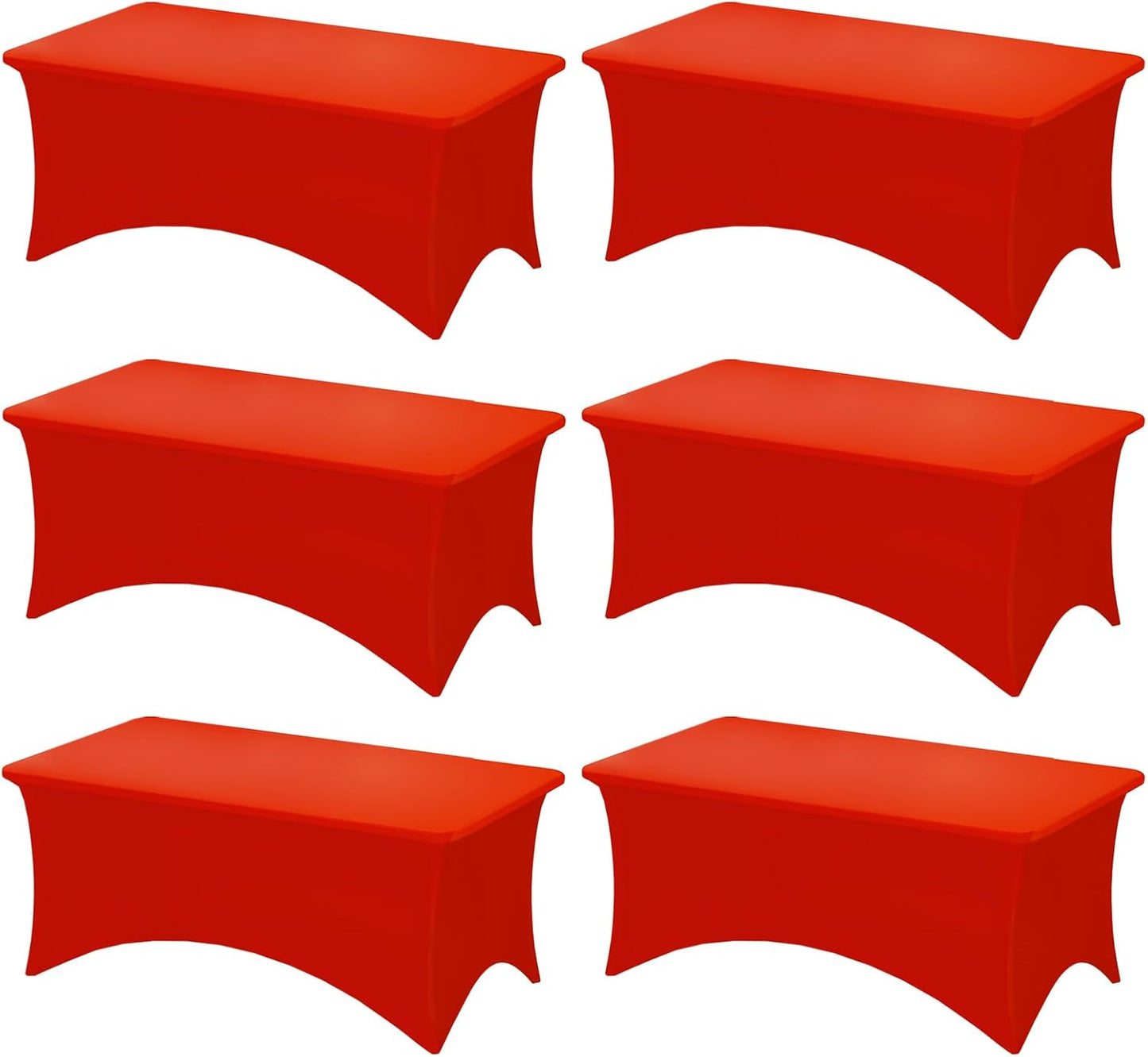 6 Pack Red Spandex Table Cloths for 6FT Rectangle Tables