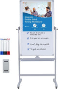 40 in x 28 in Double-Sided Mobile Whiteboard on Wheels - Rolling