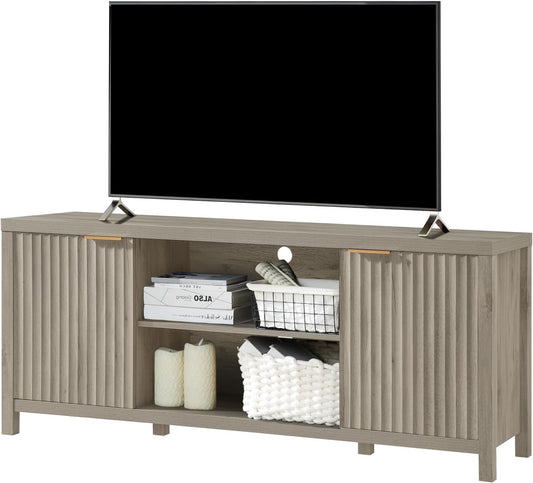 Fluted TV Stands for Living Room, Heavy Duty Entertainment Center