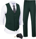 JPF Men's 2 Piece Slim Fit Suit Set with Vest, Pants and Tie - Slim 3