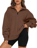 Trendy Queen Womens Oversized Half Zip Pullover - Warm Fall Hoodie