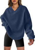 ANRABESS Oversized V Neck Sweatshirt - Cozy Fleece Pullover Women's