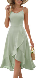 Women's Cocktail Party Dress Fit Flare High Low - Modest Elegance