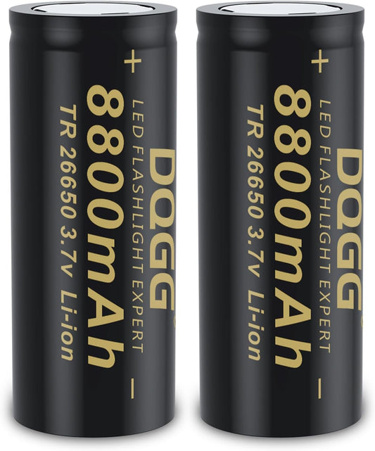 High-Power 26650 Rechargeable Batteries 8800mAh - 2 Pack