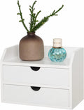 ROSE BLOOM White Wood Desk Organizer with 2 Drawers for Storage