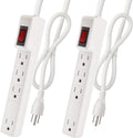 PLUGTUL Surge Protector 2-Pack: 4 Outlets, 2 Ft Cord, 1875W Power, Surge & Overload Protection