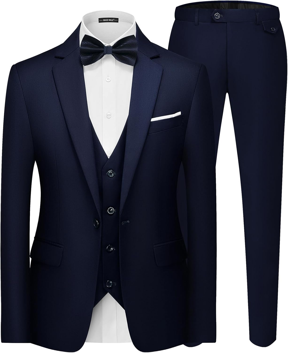 MAGE MALE Men's 3 Pieces Suit Elegant Solid Slim Fit Blazer Set