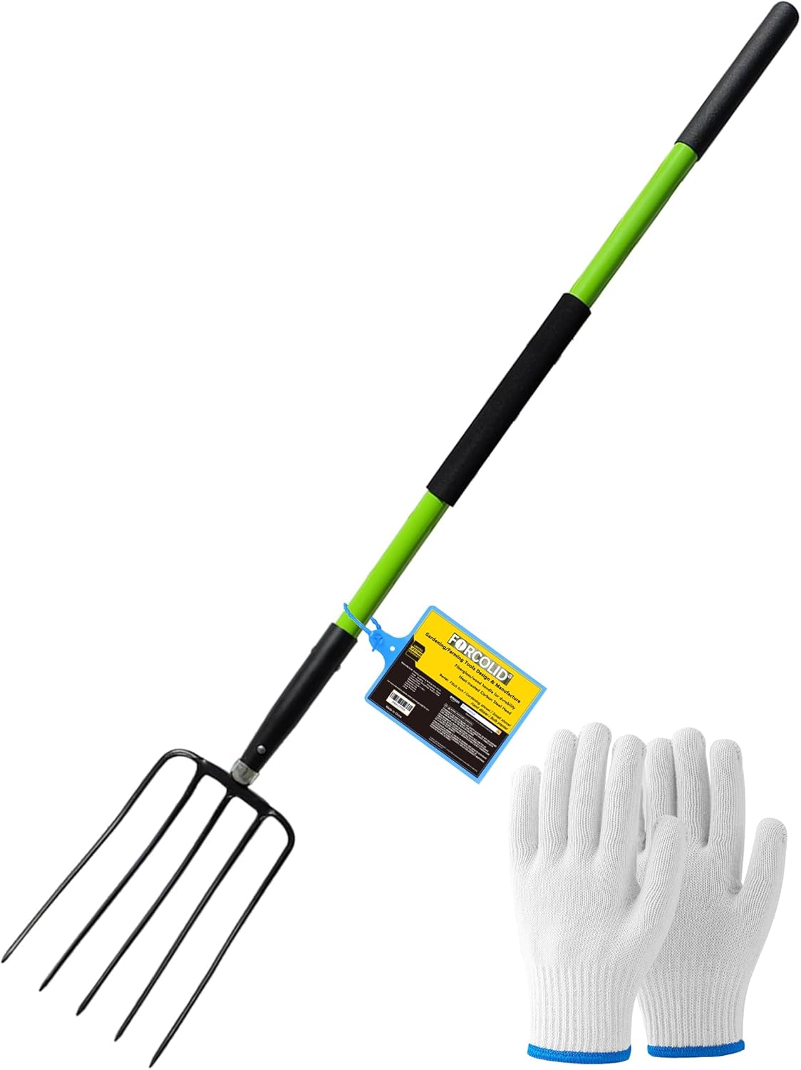 57 Inch Heavy Duty Garden Fork with Cushion Grip for Comfort
