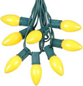 25 Foot C9 Yellow Ceramic Outdoor Christmas String Light Set - Retro