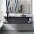 Versatile Wall-Mounted Salon Station with 2 Drawers, Black