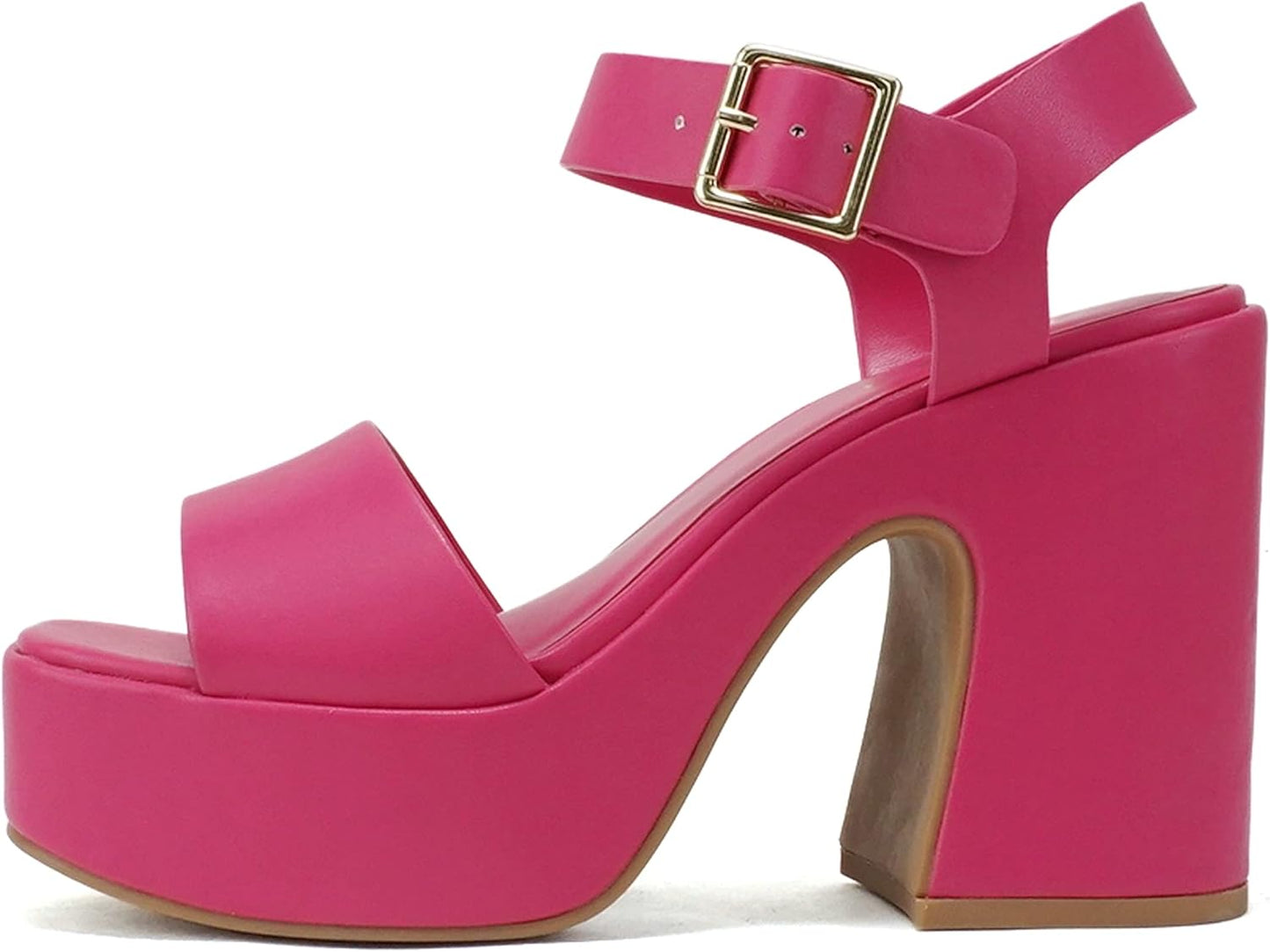Soda Launch Women Open Toe Ankle Strap Chunky Heeled Sandal
