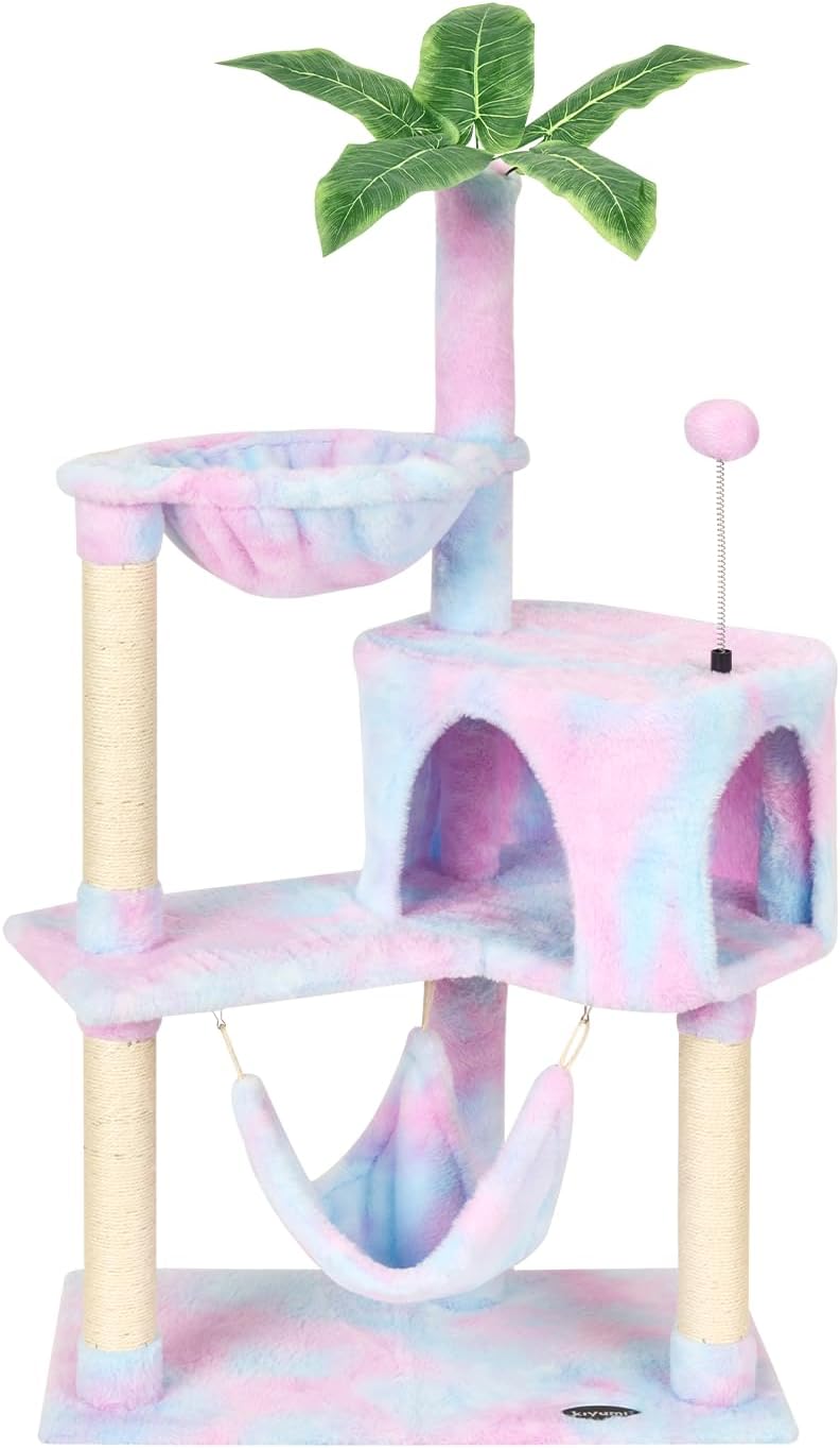KIYUMI Cat Tree Tower with Hammock and Scratching Post for Cats