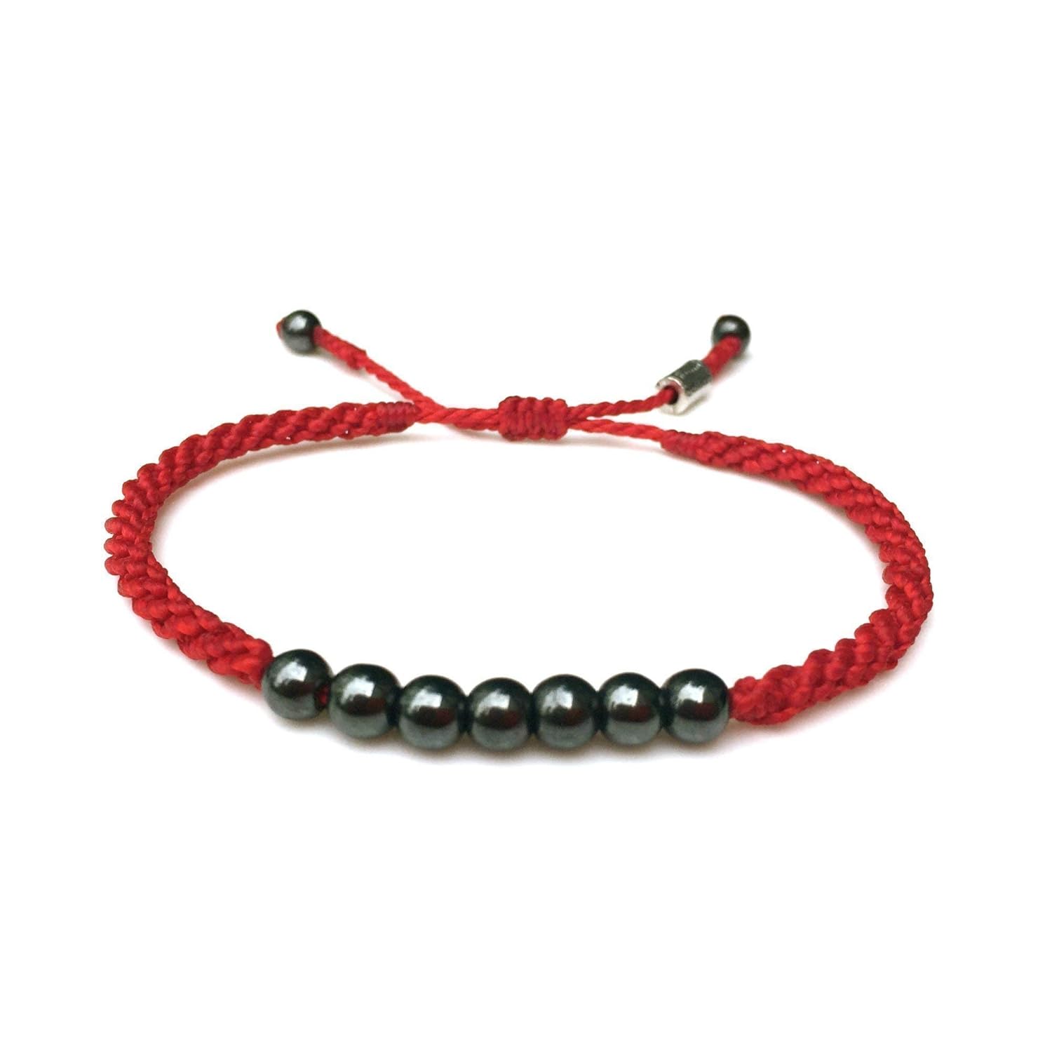 Red Bracelet with Lucky 7 Hematite Stones for Men and Women