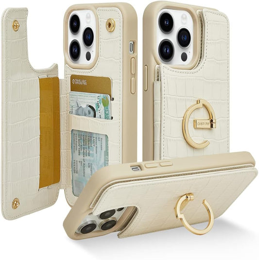 CUSTYPE iPhone 14 Pro Wallet Case with Card Holder and Kickstand