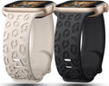 2Pack Leopard Engraved Apple Watch Bands - Fashionable Silicone Straps