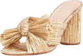 MICIFA Bow Heeled Sandals for Women - Elegant Satin Block Heels