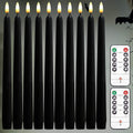 Black 11ft LED Wax Taper Candles 10 Pack - Flameless Remote Set