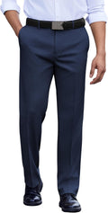Men's Flat Front Straight Dress Pants - Expandable Waist Comfort