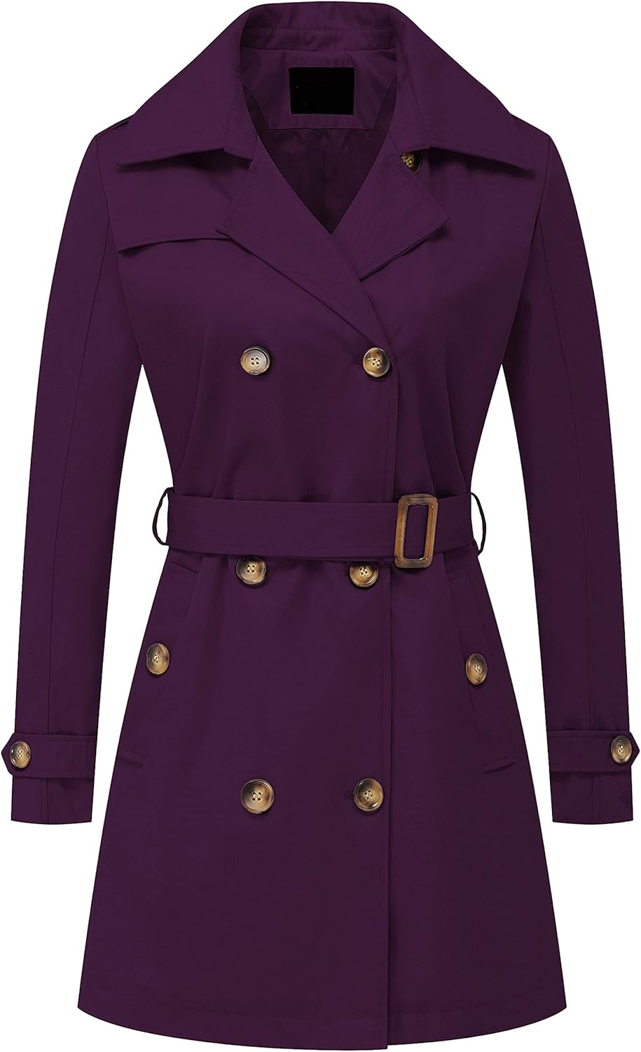 Chrisuno Women's Double Breasted Trench Coat with Detachable Hood