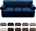 4-Piece T Couch Cover Leather Look Slipcovers for 3 Cushion Sofa