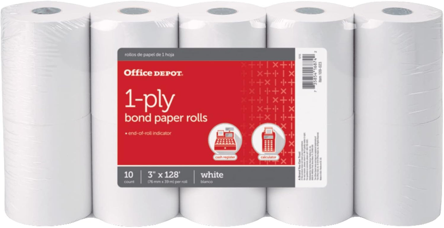 Office Depot 1-Ply Paper Rolls - 10 Pack, Long-lasting for Efficiency!