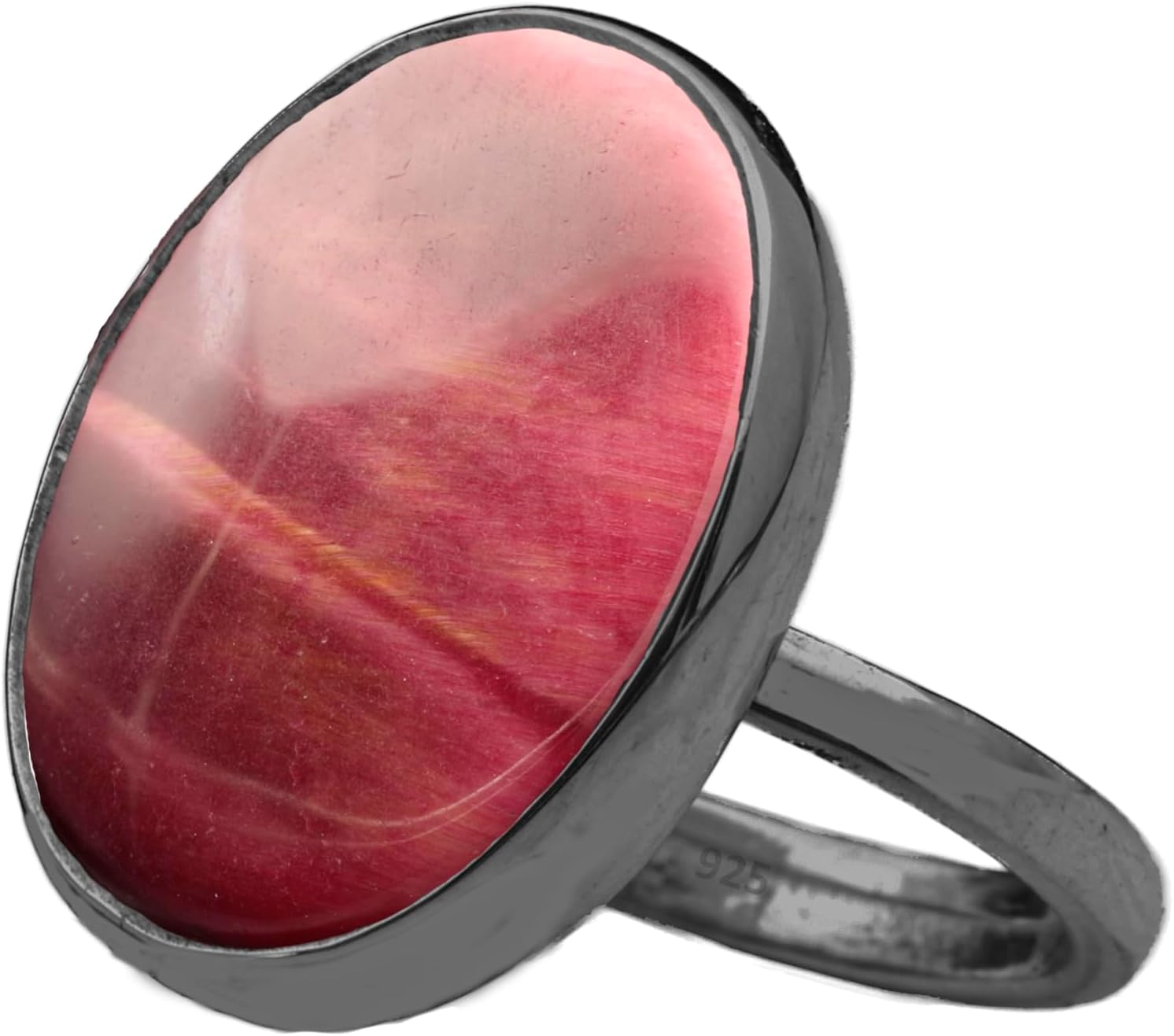 Natural Labradorite Crystal Ring in Black Oxidized Silver