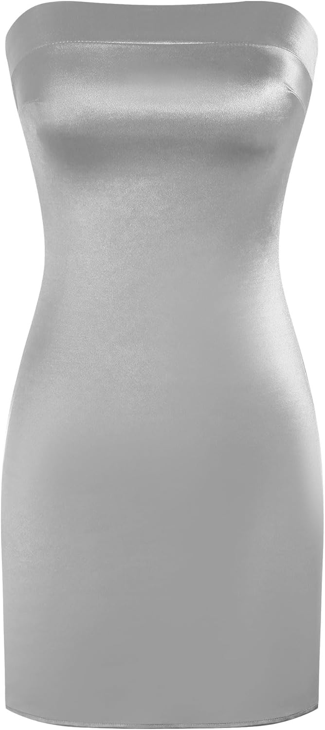 Satin Mini Dress for Women - Backless Bodycon Cocktail Style