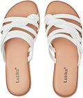 Wide Width Flat Slides Sandals for Women - Comfortable Everyday Slip