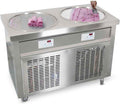 Kolice Double Round Pans Ice Cream Roll Machine - Auto Defrost, Sneeze Guard