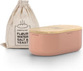 Bread Box Metal Bin with Bamboo Lid and Linen Bag - Keeps Bread Fresh