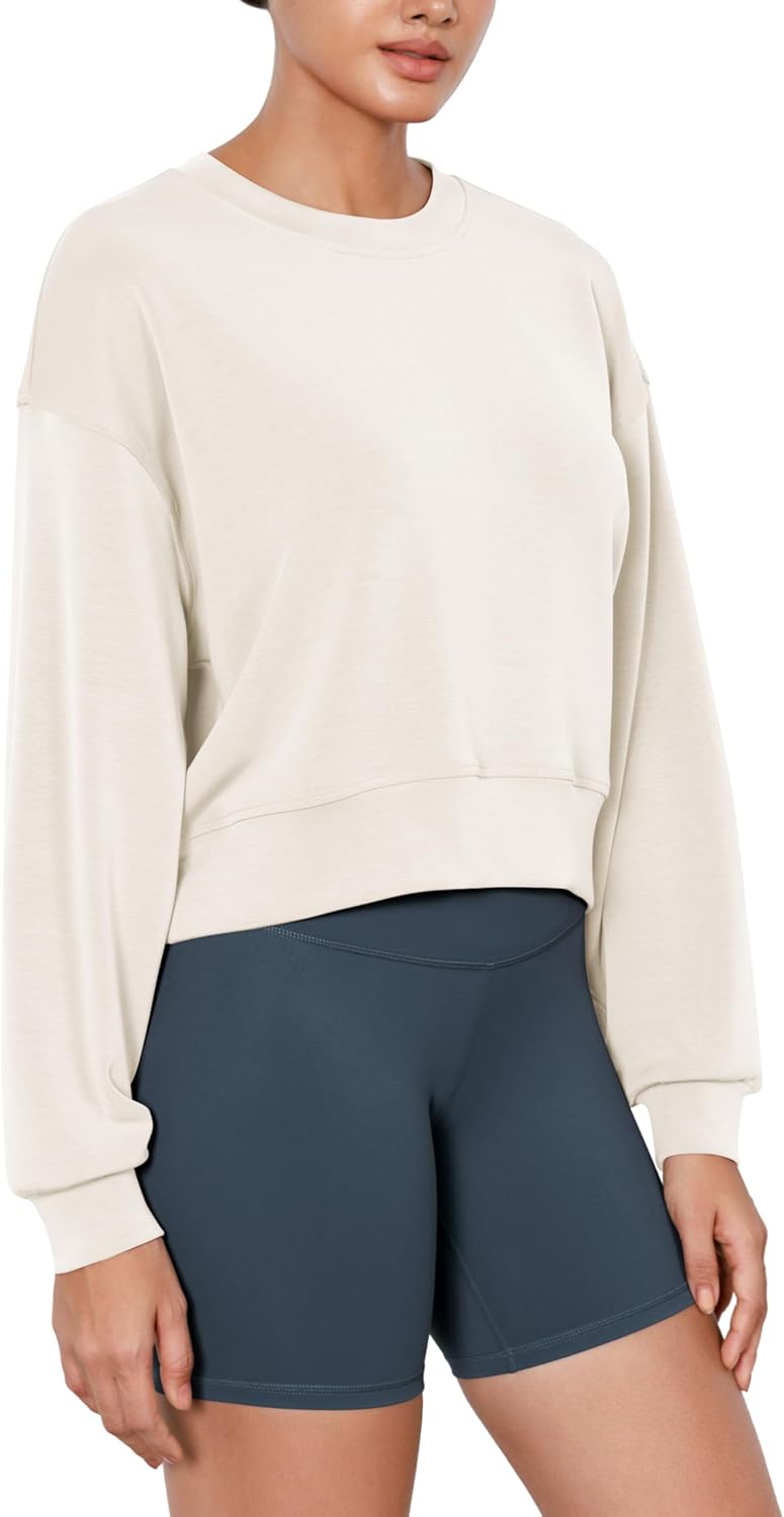 ODODOS Modal Soft Long Sleeve Cropped Sweatshirts for Women