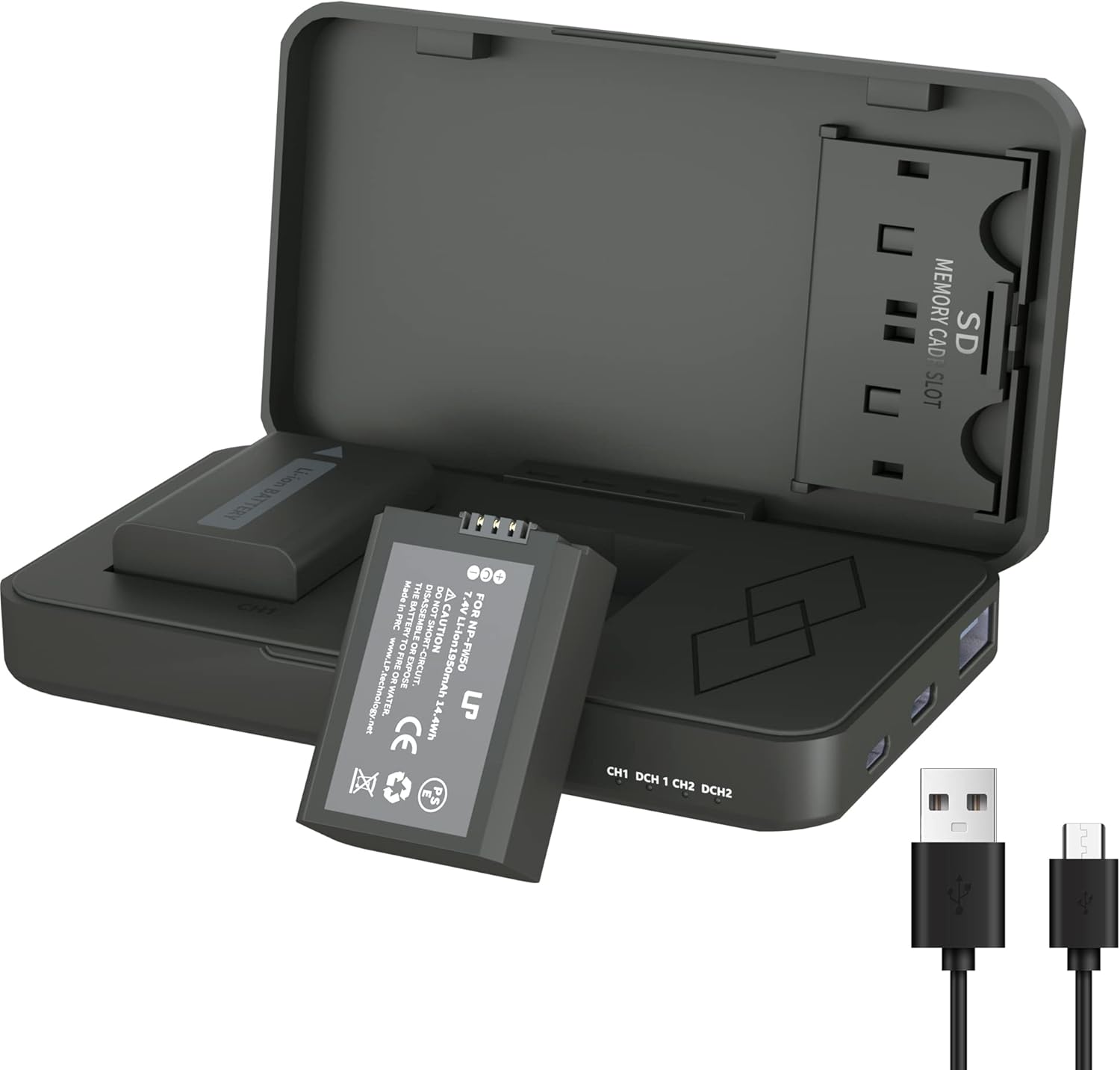 LP NP-FW50 Battery Pack and Portable Charger for Sony Cameras