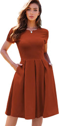 Summer Dresses for Women Vintage A-Line Midi Dress with Pockets
