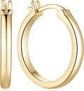 14K Gold Hoop Earrings for Women - Lightweight Everyday Hoops