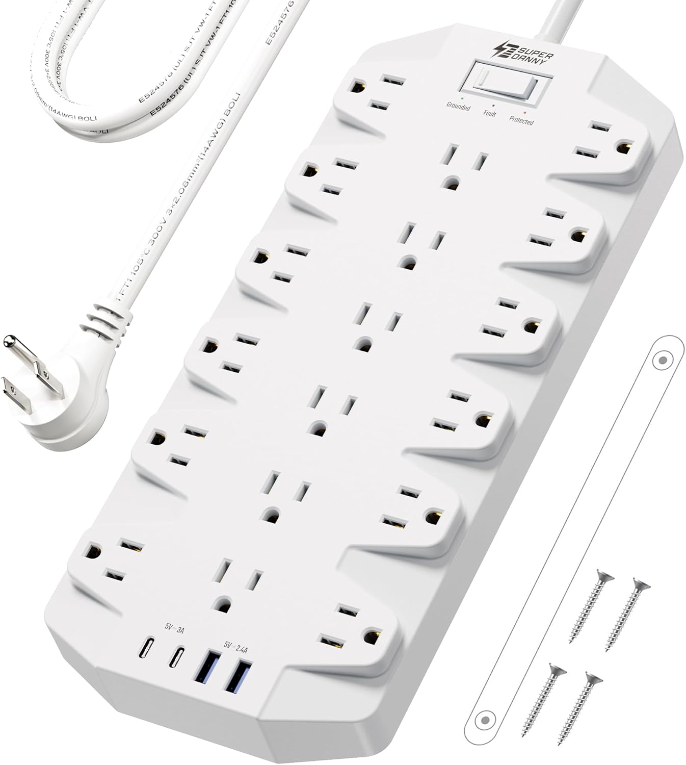 Power Strip Surge Protector with 18 Outlets and USB Ports