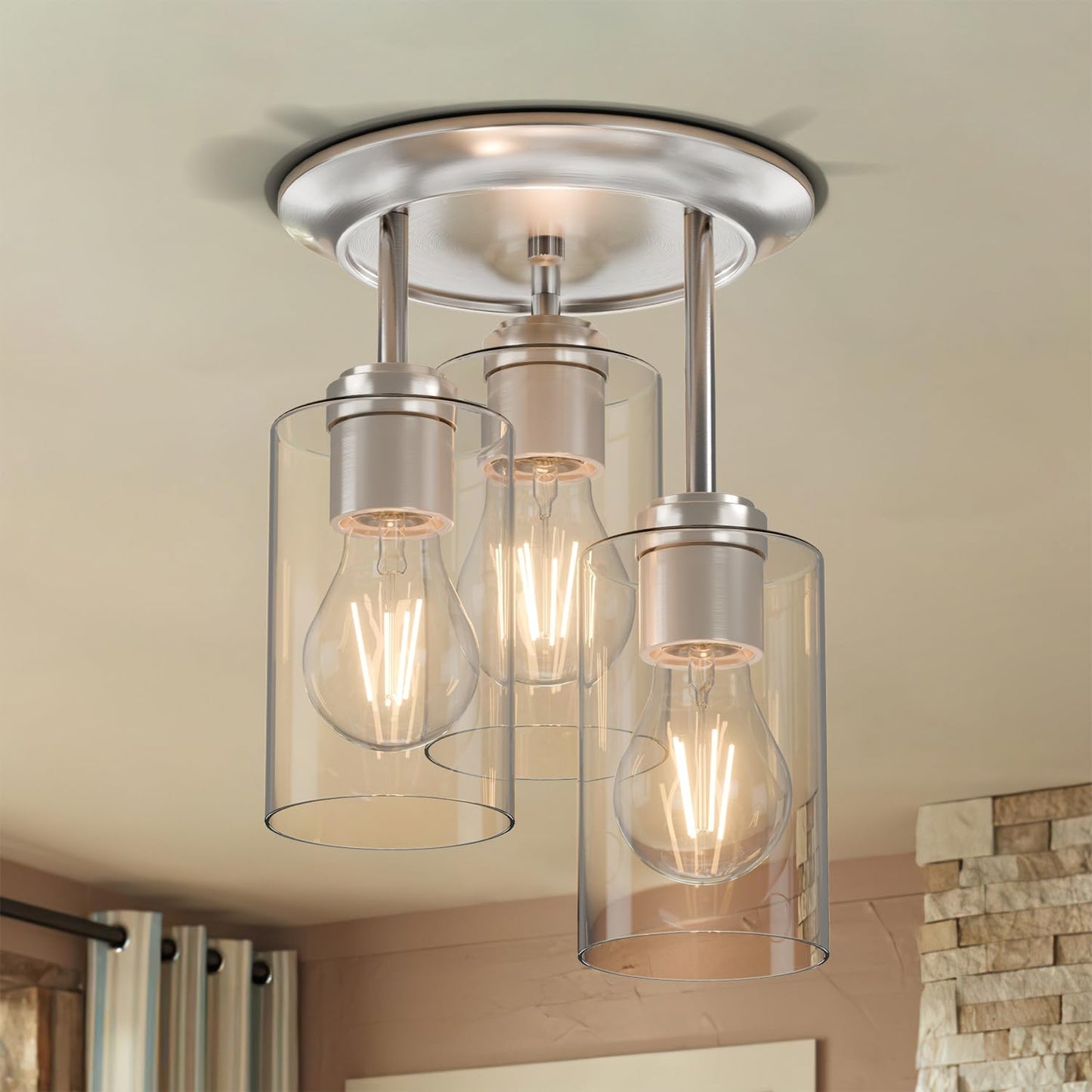 Kalium 3-Lights Semi Flush Mount Ceiling Light Fixture for Home